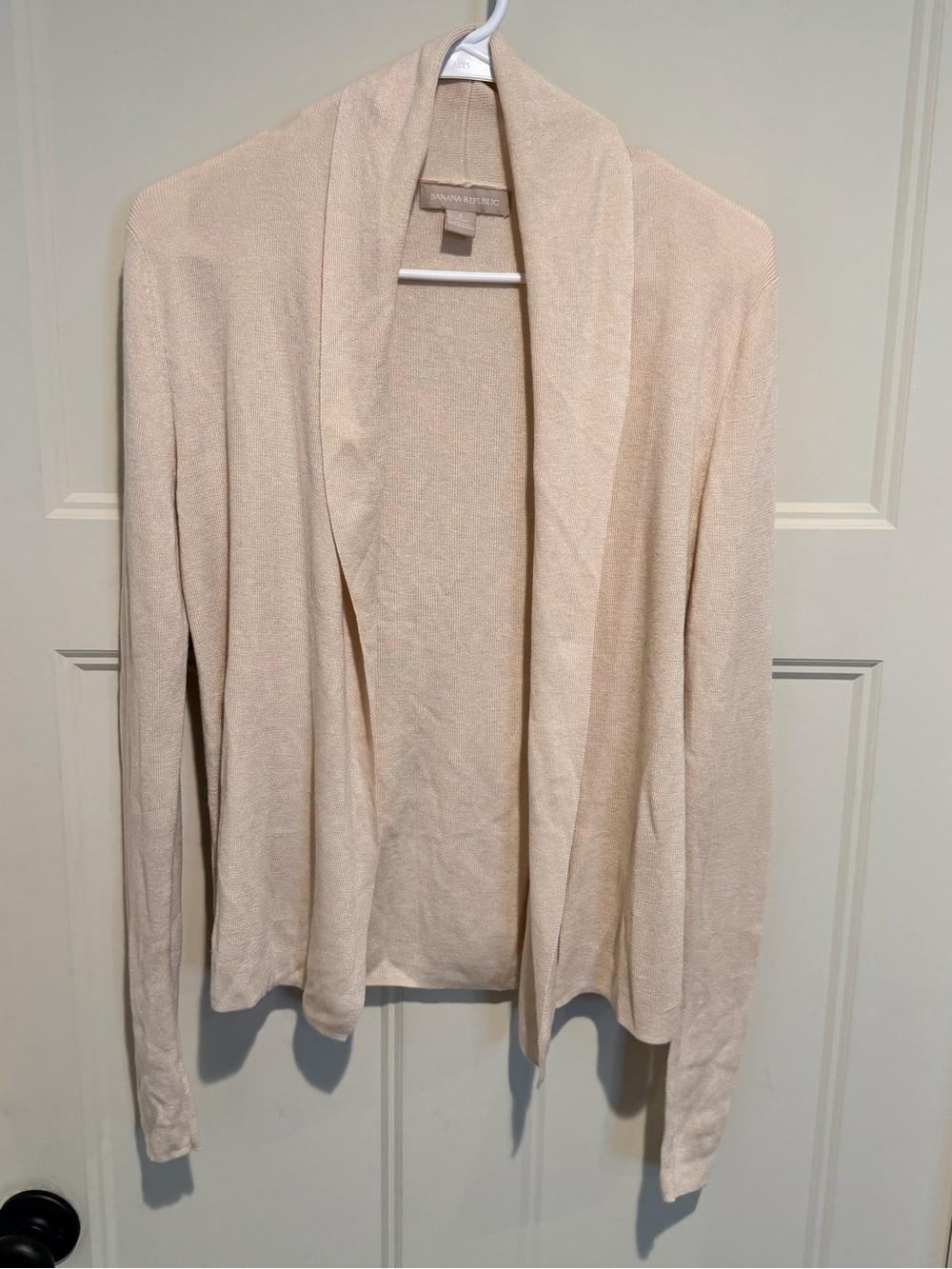 Banana Republic Silk and Cashmere Cream Open Front Cardigan Sweater - S